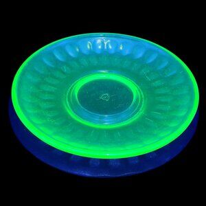 Vintage Uranium Depression Glass Green Collectible Saucer